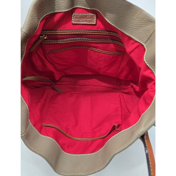 Dooney and Bourke Pebble Grain Logo Lock Tote Shoulder Purse Bag Taupe/Elephant - Picture 10 of 15